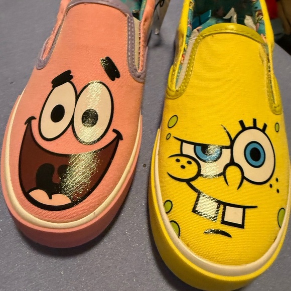 NWT SpongeBob Squarepants Pink and Yellow Cartoon Sneakers - Picture 2 of 9